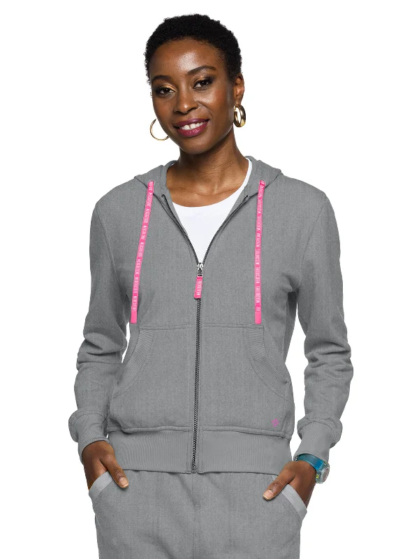 Women's 2-Pocket Zip Front Hoodie Sweatshirt Hoodie with Cropped Fit Short Trendy