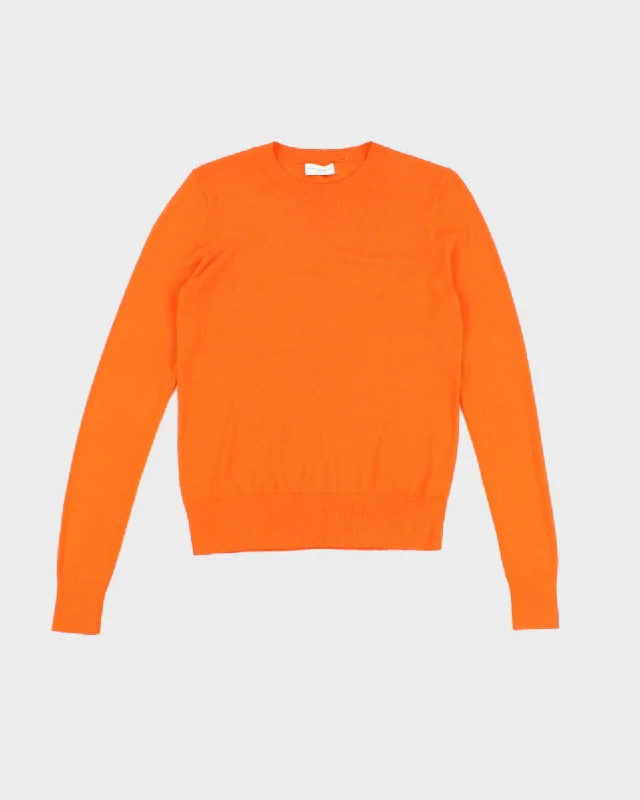 Dries Van Noten Orange Thin Crewneck Knit Sweatshirt - XS Hoodie with Double Zipper Versatile Adjustable