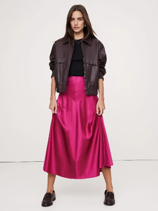 Bias-Cut Silk Long Midi Skirt pencil skirt chic