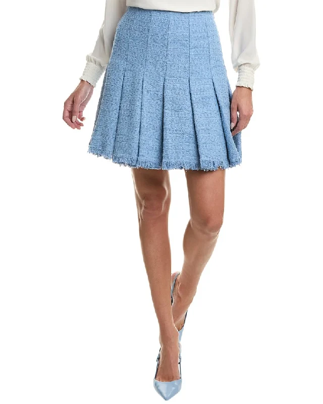 Oscar de la Renta Silk-Lined Mini Skirt ribbed skirt waist