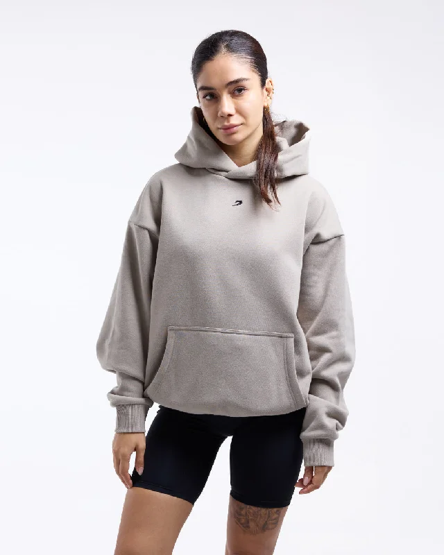Strike Oversized Hoodie - Stone Hoodie with Hem Fringe Bohemian Relaxed