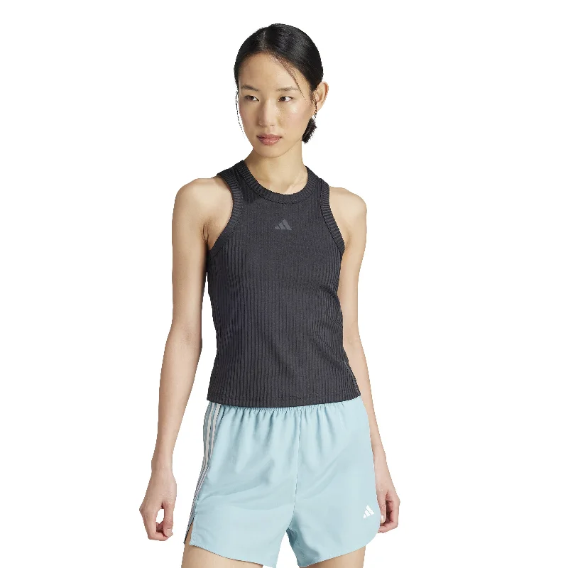 Women's Adidas All Gym Rib 3-Stripes Tank Top high neck tank