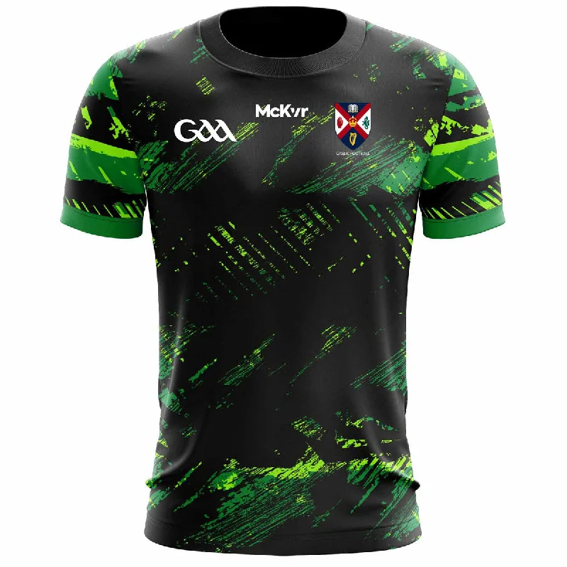 Mc Keever Queens Gaelic Football Training Jersey - Adult - Black/Green Off Shoulder Jersey Top Mc Keever Queens Gaelic Football Training Jersey - Adult - Black/Green Off Shoulder Jersey Top
