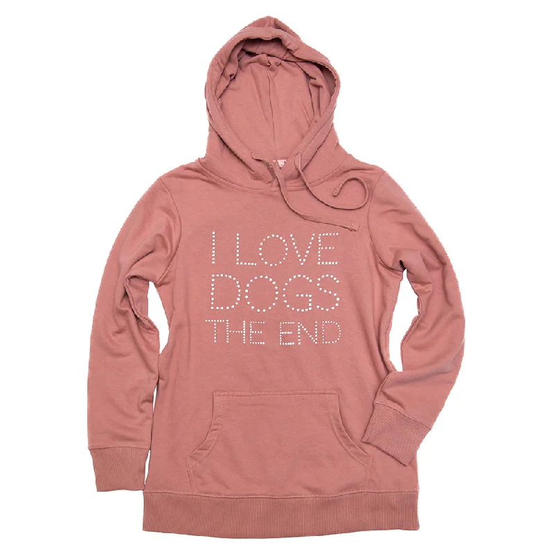 I Love Dogs Women's French Terry Hoodie Hoodie with Velcro Closure Adjustable Secure