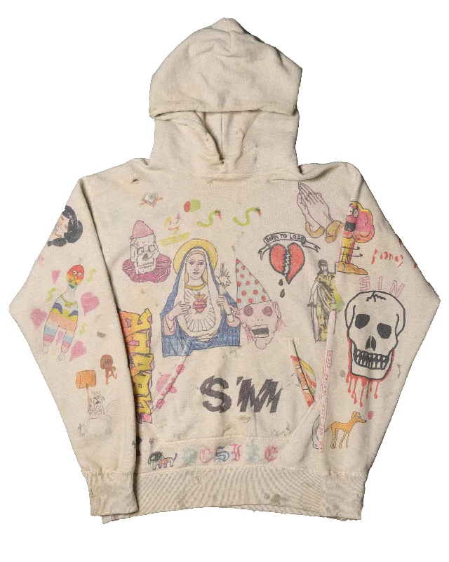 Graffiti Hoodie Hoodie with Side Slits Relaxed Casual