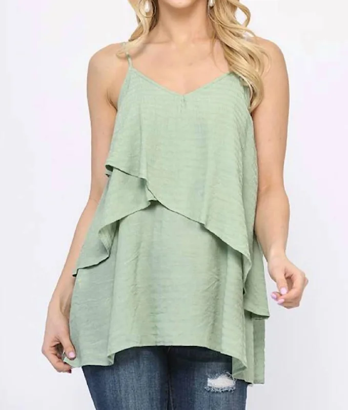 Layer By Layer Tank In Dusty Mint stretchy tank top