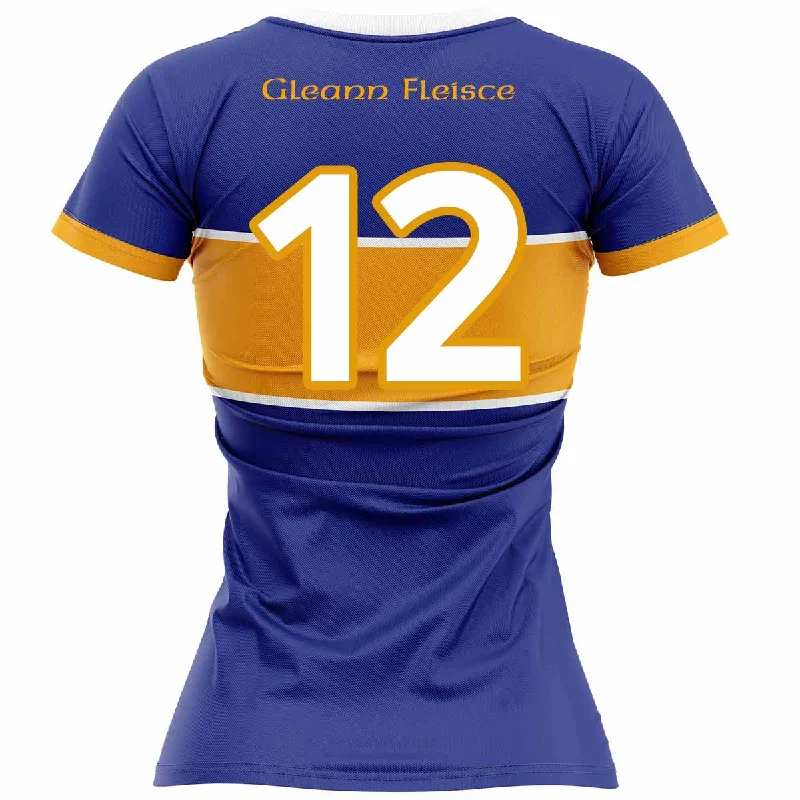 Mc Keever Glenflesk GAA Numbered Playing Jersey - Womens - Royal/Amber High Neck Jersey Shirt Mc Keever Glenflesk GAA Numbered Playing Jersey - Womens - Royal/Amber High Neck Jersey Shirt