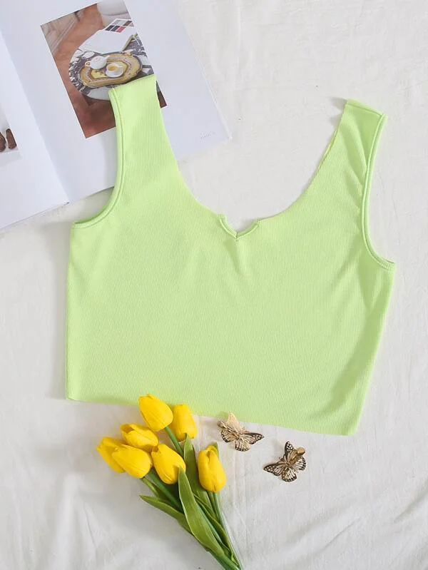 Notched Neck Crop Tank Top adorable tank top