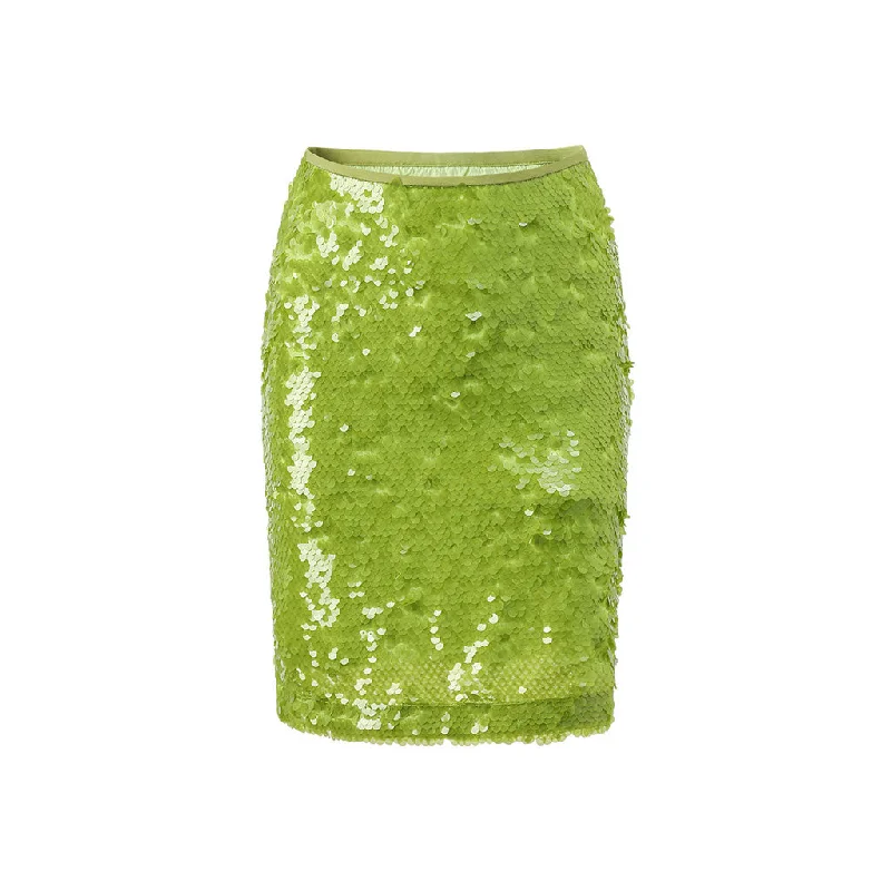 Luminous High Waist Bodycon Metallic Effect Sequin Bodycon Mini Skirt leather skirt sleek Luminous High Waist Bodycon Metallic Effect Sequin Bodycon Mini Skirt leather skirt sleek