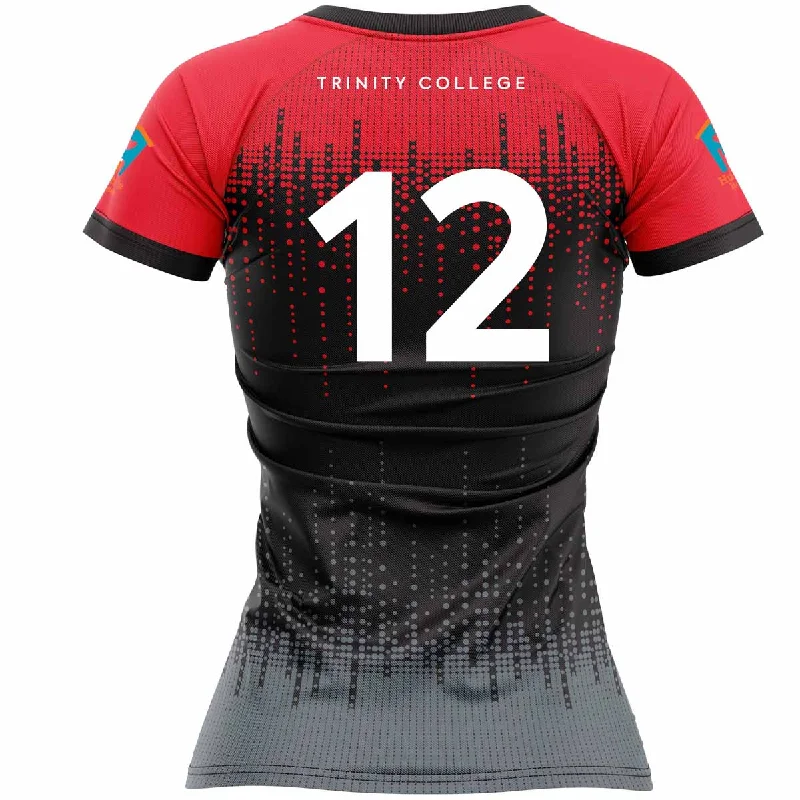 Mc Keever Trinity College Dublin Camogie Numbered Playing Jersey - Womens - Black/Red Navy Blue Jersey Tee Mc Keever Trinity College Dublin Camogie Numbered Playing Jersey - Womens - Black/Red Navy Blue Jersey Tee