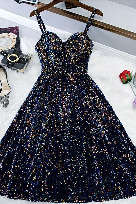 Glitter Spaghetti Straps Cute Short Prom Dresses Tight Tea Length Homecoming Dresses Tunics Trendy modern Glitter Spaghetti Straps Cute Short Prom Dresses Tight Tea Length Homecoming Dresses Tunics Trendy modern