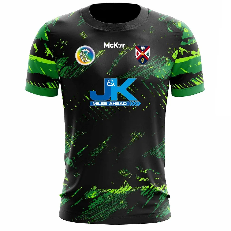 Mc Keever Queens Camogie Training Jersey - Womens - Black/Green Polo Neck Jersey Top Mc Keever Queens Camogie Training Jersey - Womens - Black/Green Polo Neck Jersey Top