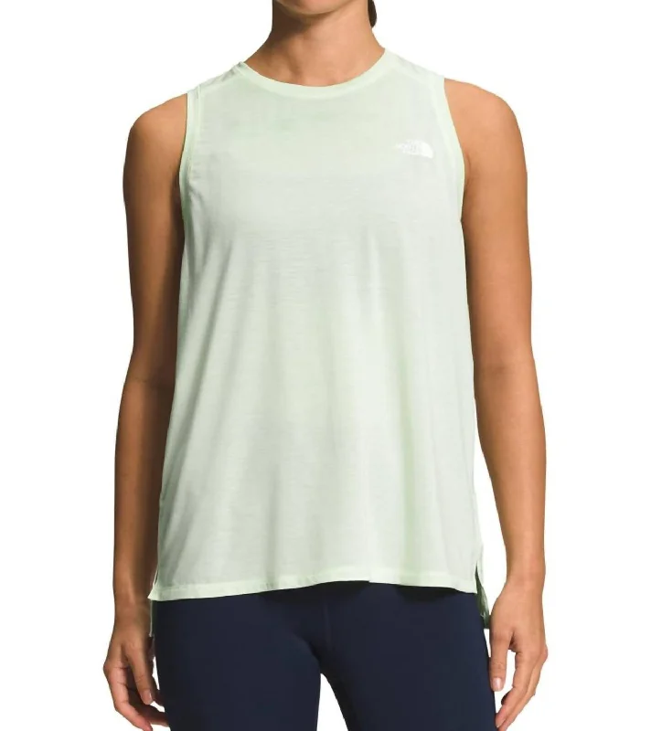 Wander Slitback Tank Top In Lime Cream Heather striped tank top