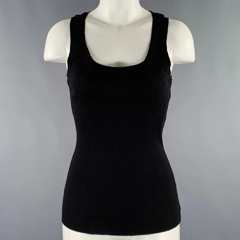 PLUSH Size S Black Multi Color Cotton Aplique Tank Casual Top lounge tank top