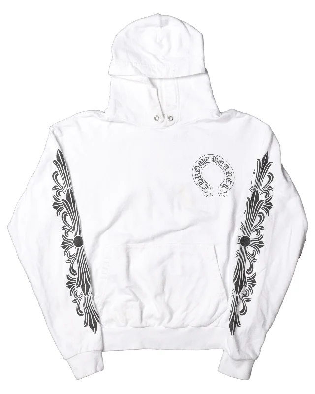 White Horseshoe Logo Hoodie Zip Hoodie Drawstring Kangaroo Pocket