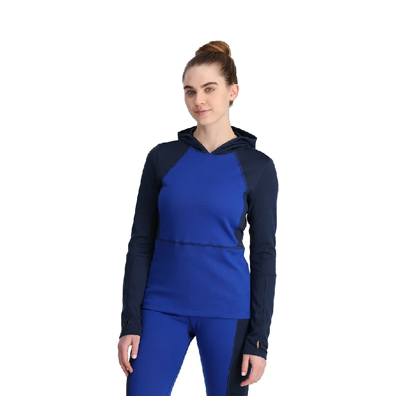 Womens Stretch Charger Hoodie - Electric Blue Hoodie with Raglan Sleeves Sporty Comfortable