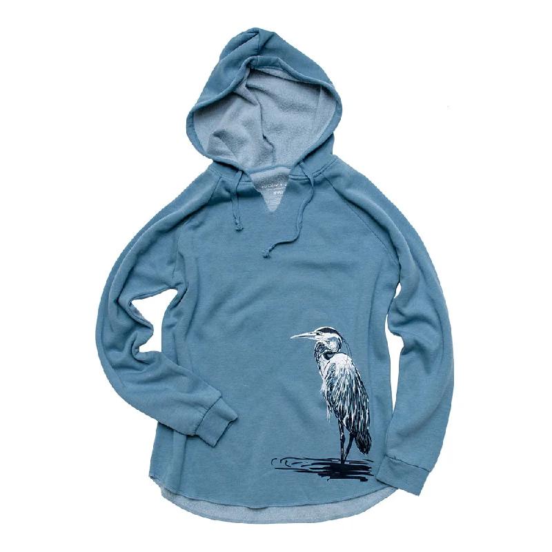 Great Blue Heron Beach Hoodie Hoodie with Monochrome Minimalist Simple