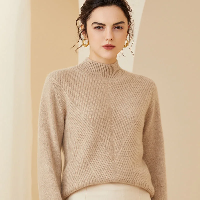 Mock neck Cashmere Sweater for Women Long Sleeve Warm Cashmere Sweater Plaid Sweater Polka Dot Checkered Mock neck Cashmere Sweater for Women Long Sleeve Warm Cashmere Sweater Plaid Sweater Polka Dot Checkered