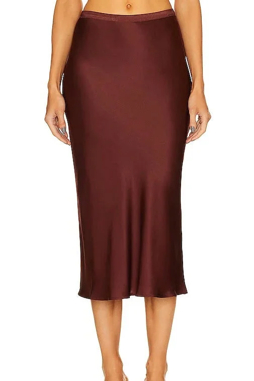 Anine Bing - Bar Silk Skirt (bordeaux burgundy) linen skirt natural