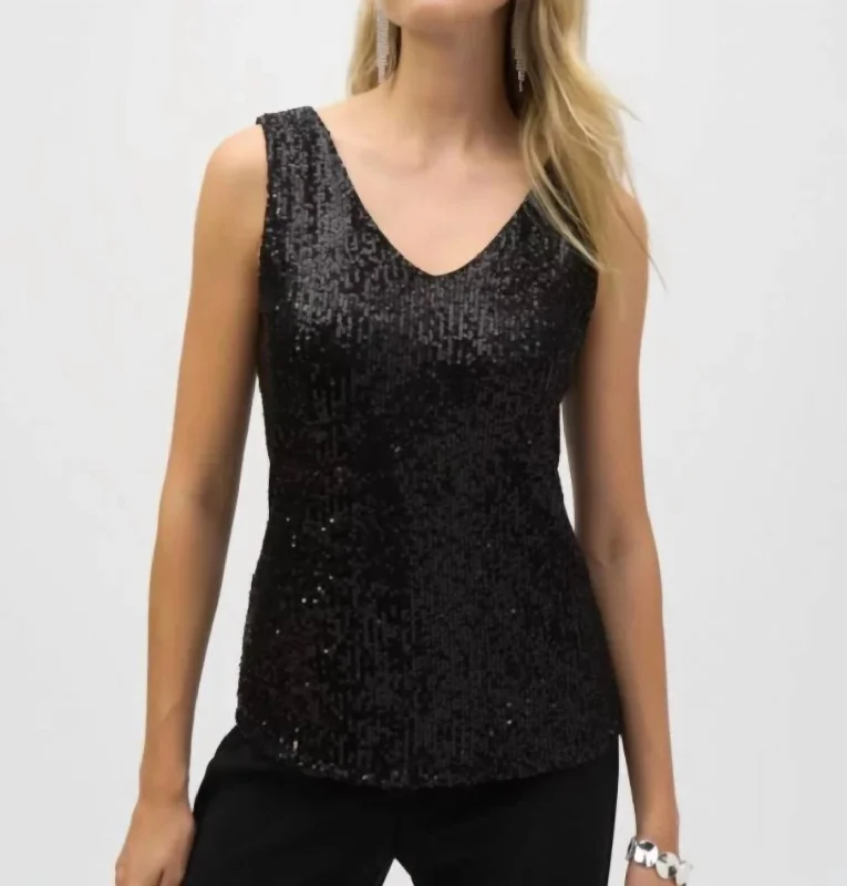 Sequins Black Tank Top coral tank top