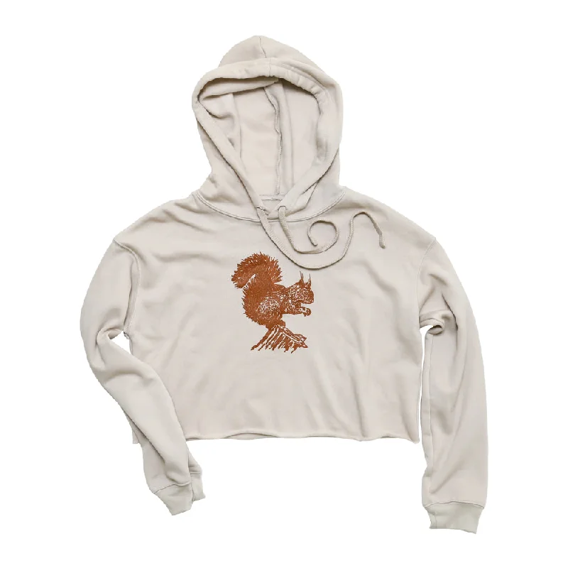 Red Squirrel Crop Hoodie Hoodie with Print Artistic Unique