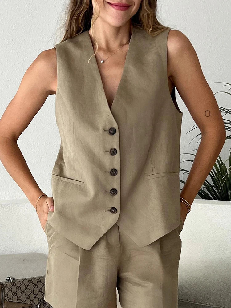 ZBZA Women's Tank Top Shorts 2 Pieces Vintage V-neck Pocket Blazer Tops High Waisted Zippered Shorts Summer New Female Chic Set sequin tank top ZBZA Women's Tank Top Shorts 2 Pieces Vintage V-neck Pocket Blazer Tops High Waisted Zippered Shorts Summer New Female Chic Set sequin tank top