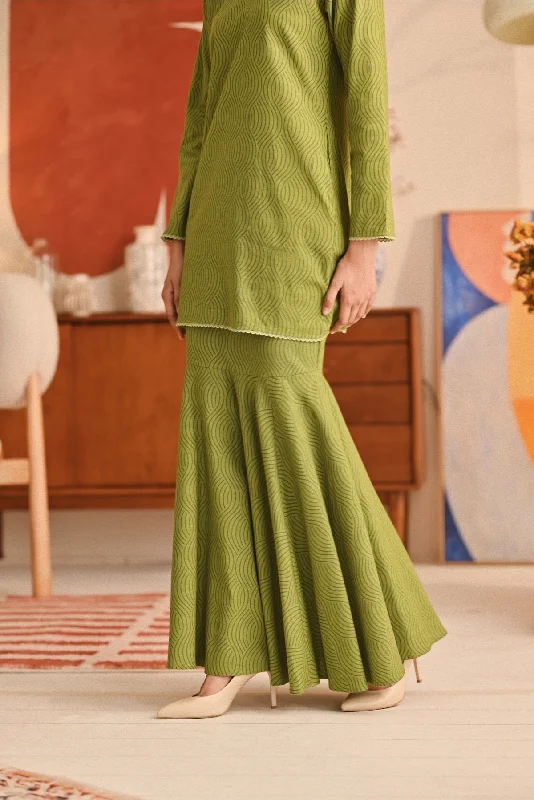 The Titi Women Modern Kurung Skirt - Olive Grove boho skirt vibe