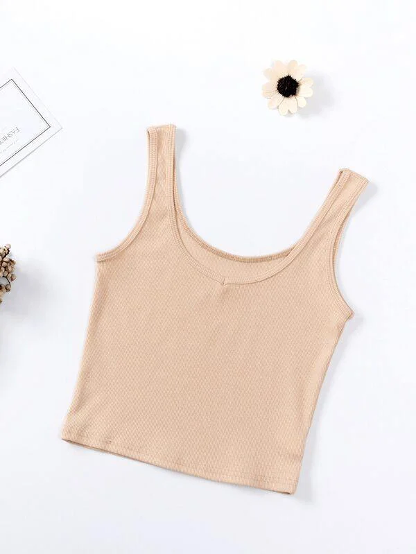 Rib-knit Solid Tank Top lightweight tank top