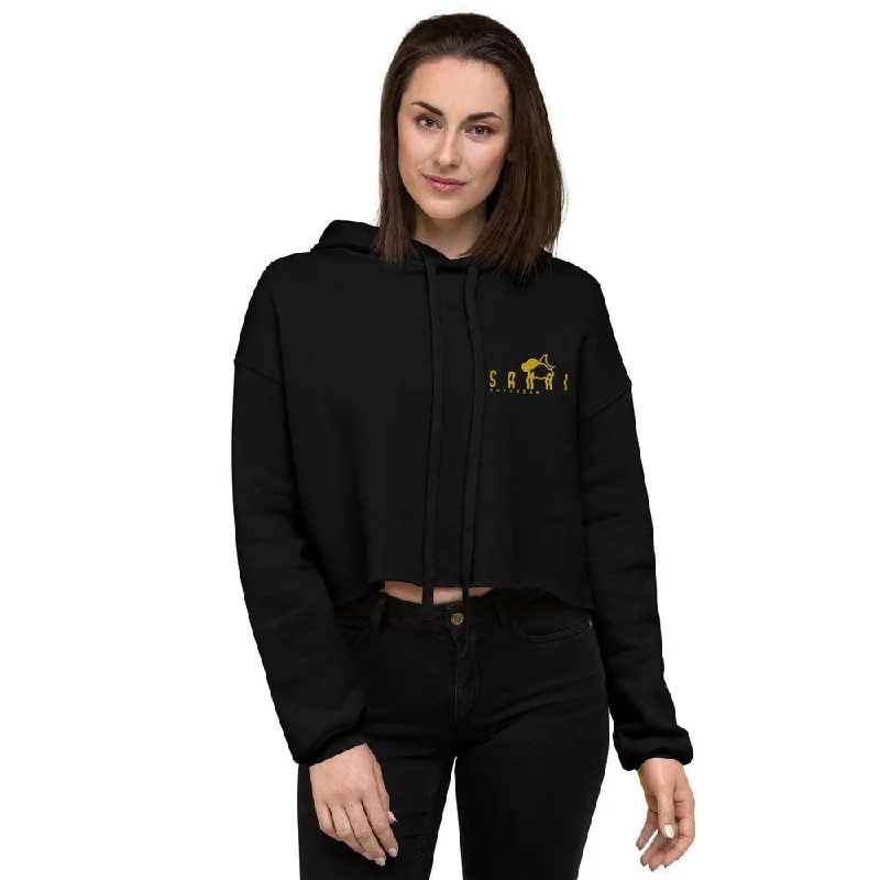 Crop Embroidery Gold Logo Hoodie Hoodie with Zipper Versatile Modern