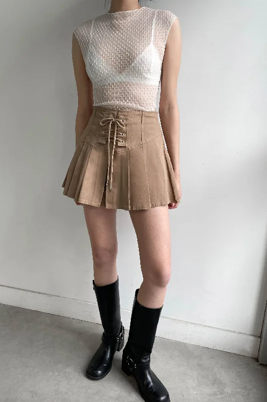 PLEATED TWILL MINI SKIRT denim skirt fashionable