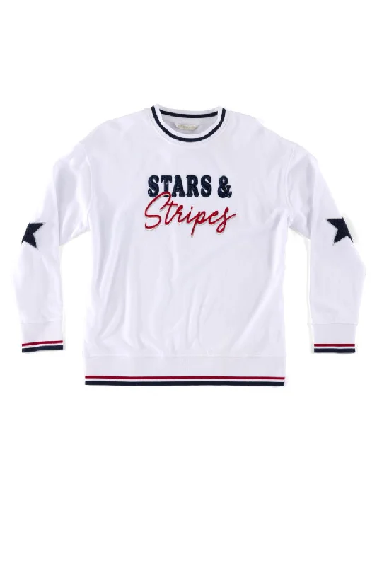 Shiraleah SL 04-88-463WH Stars & Stripes Sweatshirt L Hooded Sweatshirt Casual Wear Street Style