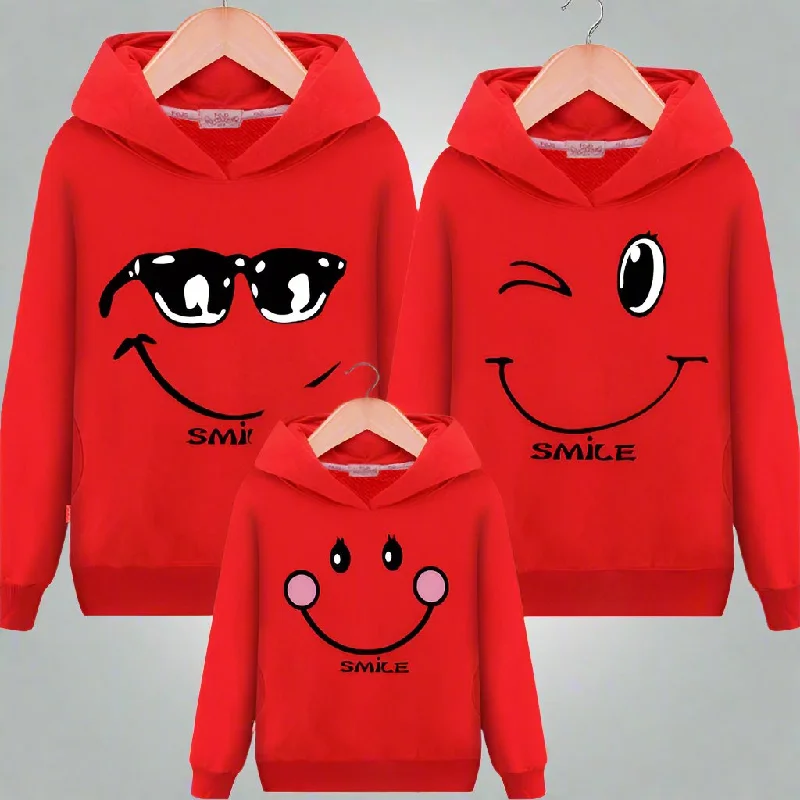 Matching Family Smile Hoodies – Cute & Comfortable Sweatshirts for Parents and Kids Hoodie with Hidden Zipper Minimalist Clean