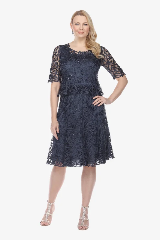 Soulmates C9128 Hand Crocheted Silk Lace Garden Party Top with Skirt Set denim skirt fashionable