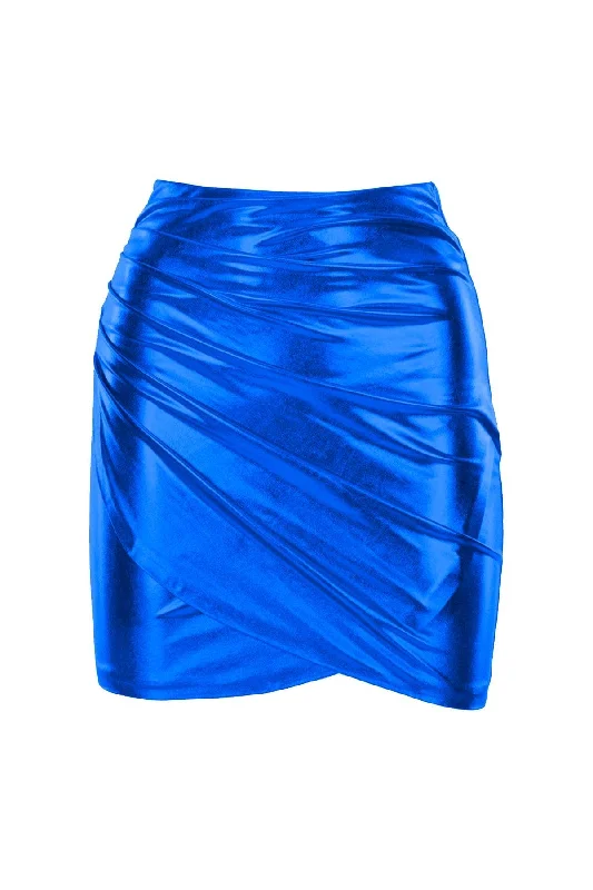 Shine Silvery Blue Mini Skirt slim fit skirt