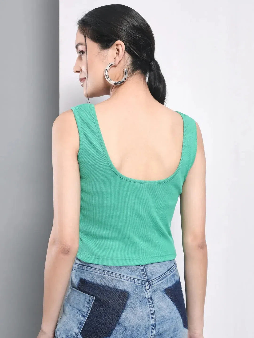 Green Rib Knit Tank Top lace tank top