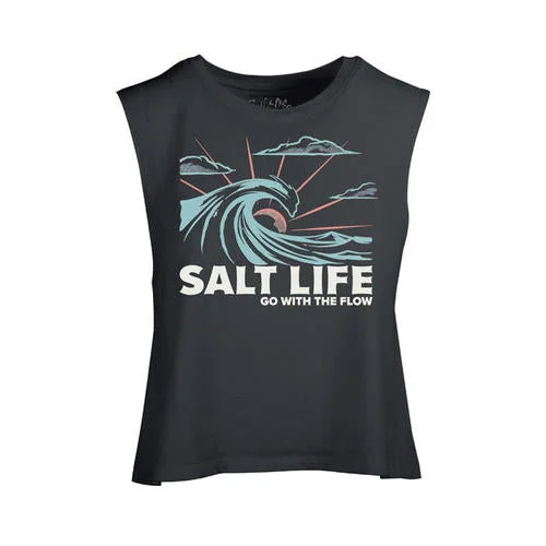 Women's Salt Life Shine & Curl Muscle Crop Tank Top fitted tank top