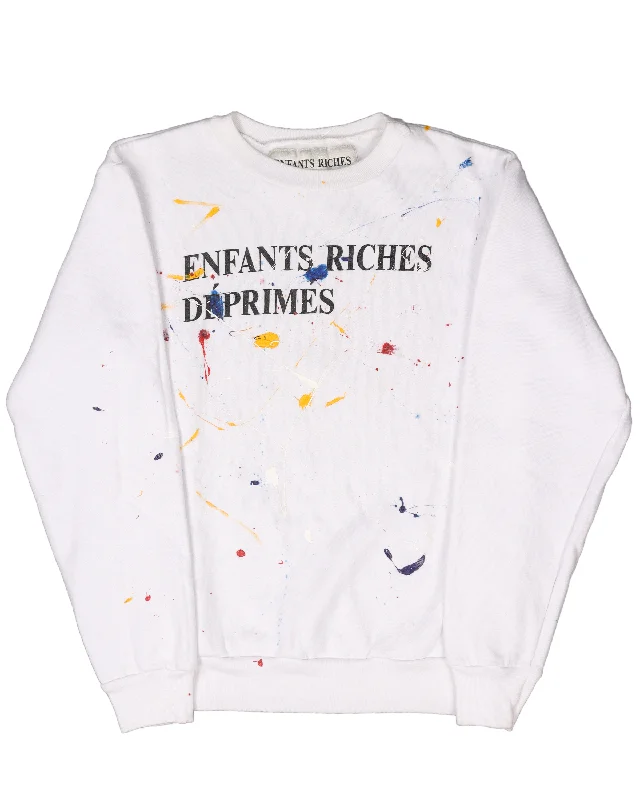 Paint Splatter Sweatshirt Hoodie with Hem Contrast Bold Stylish
