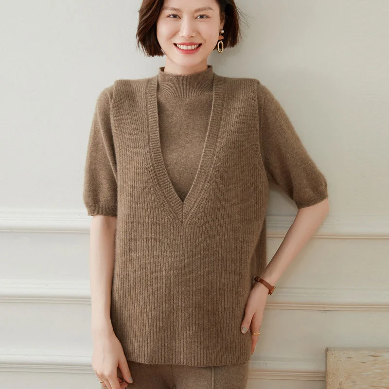 New V-neck Vest Pure Cashmere Sweater Top Sleeveless Square Neck Cashmere Tops Fleece Fabric Down Fabric Feather Fabric New V-neck Vest Pure Cashmere Sweater Top Sleeveless Square Neck Cashmere Tops Fleece Fabric Down Fabric Feather Fabric