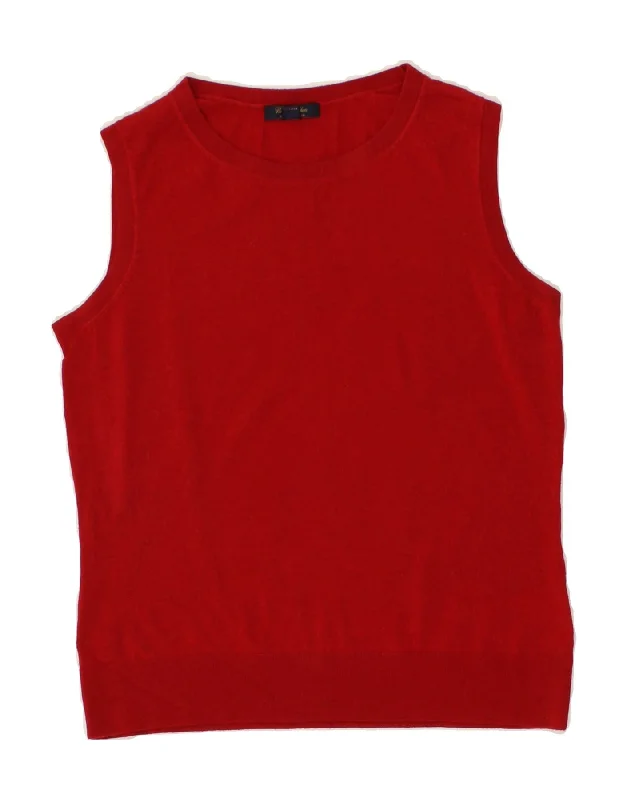 BROOKS BROTHERS Womens Vest Tank Top UK 12 Medium Red Merino Wool grey tank top