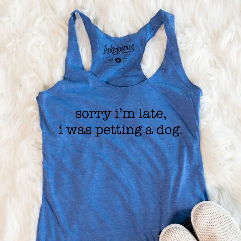 LAST CHANCE - Sorry I'm Late, I Was Petting a Dog Racerback Tank - Final Sale navy tank top LAST CHANCE - Sorry I'm Late, I Was Petting a Dog Racerback Tank - Final Sale navy tank top