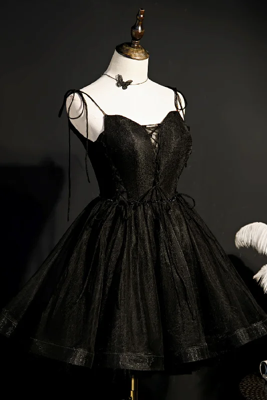 Elegant Black Spaghetti Straps Tulle Short Homecoming Dresses Tunics Corduroy durable Elegant Black Spaghetti Straps Tulle Short Homecoming Dresses Tunics Corduroy durable