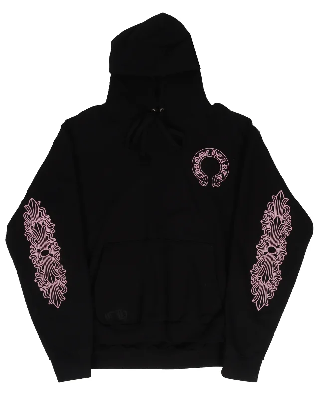 Friends & Family Script Logo Hoodie Hoodie with High-Low Hem Asymmetrical Trendy