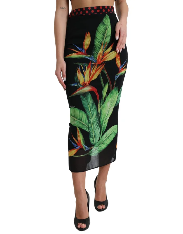 Dolce & Gabbana  Strelitzia High Waist Pencil Cut Women's Skirt high slit skirt