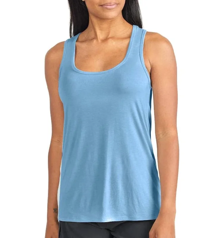 Women's Bamboo Motion Racerback Tank Top In Blue Reef boho tank top