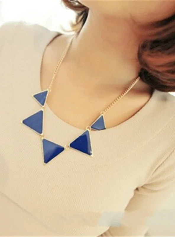 Gold Chain Women Triangle Punk Collar Sweater Chain Glossy Satin Silk