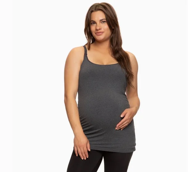 Maternity/Nursing Clip Cami Tank Top, Eco Modal - Heather Charcoal Grey baby blue tank Maternity/Nursing Clip Cami Tank Top, Eco Modal - Heather Charcoal Grey baby blue tank