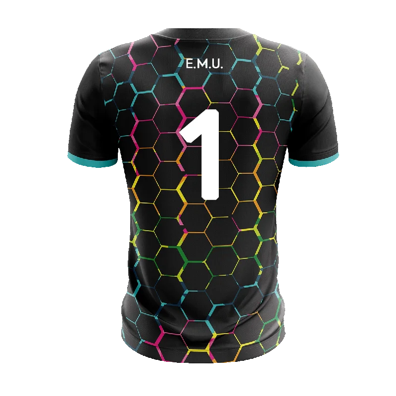 Mc Keever East Meath United FC Numbered Goalkeeper Jersey - Adult - Black/Multi Player Fit Asymmetrical Jersey Blouse Mc Keever East Meath United FC Numbered Goalkeeper Jersey - Adult - Black/Multi Player Fit Asymmetrical Jersey Blouse