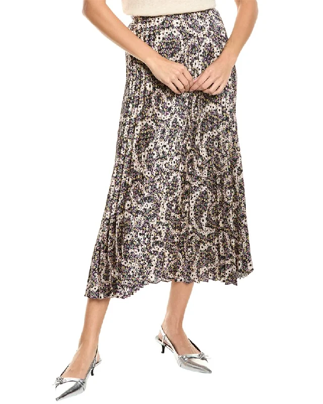Sandro Accordion Pleated Midi Skirt chiffon skirt airy