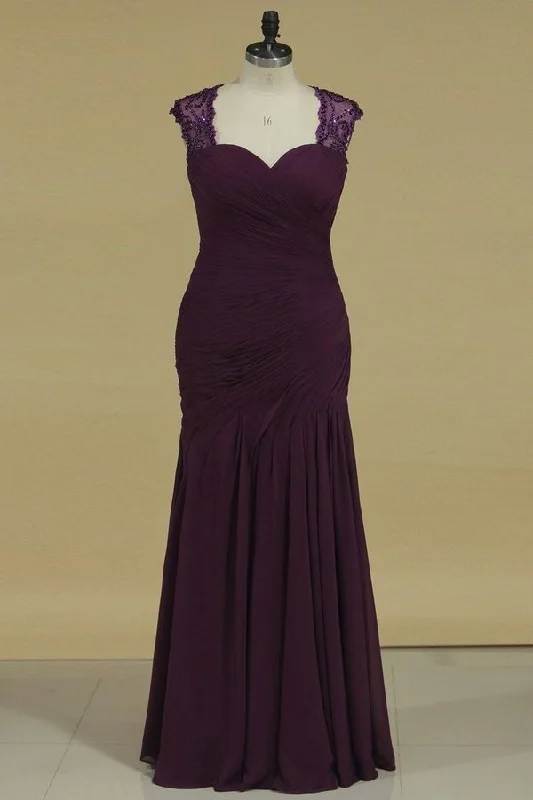 2024 Chiffon Mermaid Evening Dresses Off The Shoulder With Ruffles And PZ1JSYHS