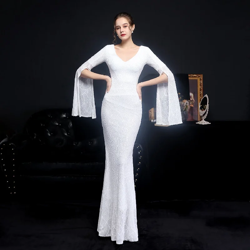 Natalie Open Sleeve Charming Formal Sequined Mermaid Dress